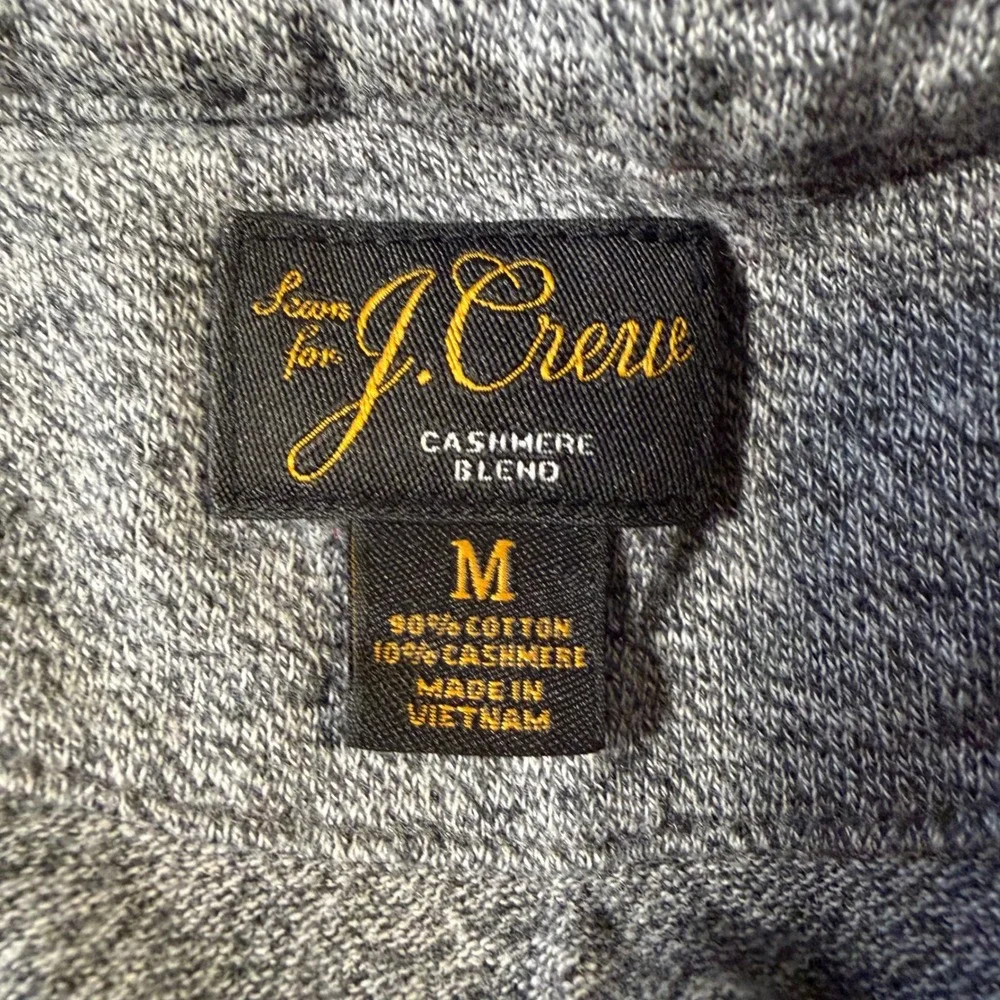 J. Crew Mens Cashmere Blend Long Sleeve Polo Shirt Gray Medium Cotton Knit